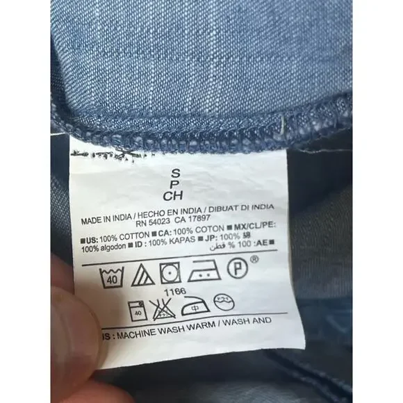 Women's Old Navy Blue Cotton Jumpsuit with drawstring wide leg Size Small - Picture 6 of 7